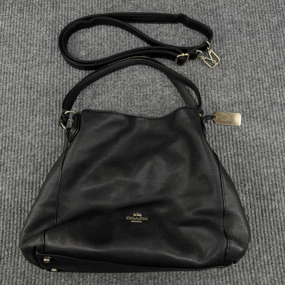 Vintage Coach Edie 31‎ Black Refined Pebbled Leather Shoulder Slouchy Hobo Bag